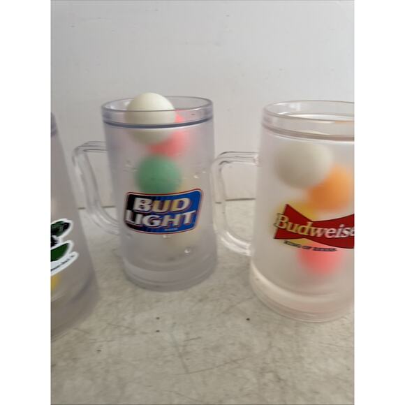 BUDWEISER Bud Light FROSTY FREEZER MUGS SET OF 3 CLEAR-VINTAGE-RARE - Picture 3 of 6